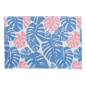 Eenvoudig en Abstract Mostera Roze en Blauw Patroo Kussensloop (Voorkant)