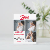 Eenvoudig en afbeelding 1e moederdag Gift 3 Foto C Feestdagenkaart (Staand voorkant)