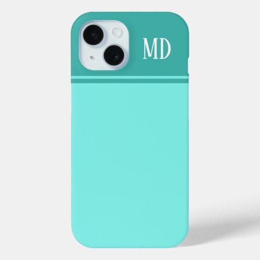 Eenvoudig en  Blauwgroen blauw gestreept monogram Case-Mate iPhone Case (Achterkant)