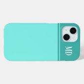 Eenvoudig en  Blauwgroen blauw gestreept monogram Case-Mate iPhone Case (Achterkant (horizontaal))
