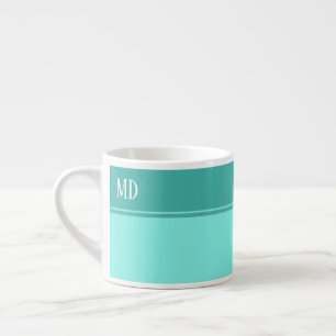 Eenvoudig en Blauwgroen blauw gestreept monogram Espresso Kop