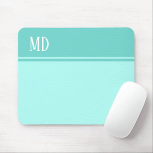 Eenvoudig en Blauwgroen blauw gestreept monogram Muismat