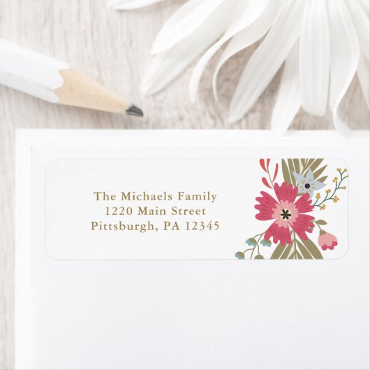 Eenvoudig en bloemenadres etiket (Insitu)