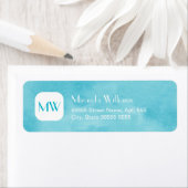 Eenvoudig en Chic Aqua Blue Monogram met naam Etiket (Insitu)