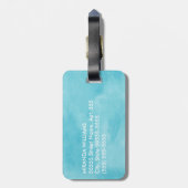 Eenvoudig en Chic Aqua Turquoise Monogram met naam Bagagelabel (Achterkant verticaal)