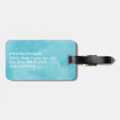 Eenvoudig en Chic Aqua Turquoise Monogram met naam Bagagelabel (Achterkant horizontaal)