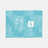 Eenvoudig en Chic Aqua Turquoise Monogram met naam Fleece Deken (Voorkant (Horizontaal))
