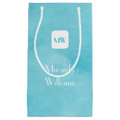 Eenvoudig en Chic Aqua Turquoise Monogram met naam Klein Cadeauzakje (Voorkant)