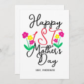 Eenvoudig en Chic | Bloemengeschenk voor eerste Mo Feestdagenkaart (Voorkant / Achterkant)