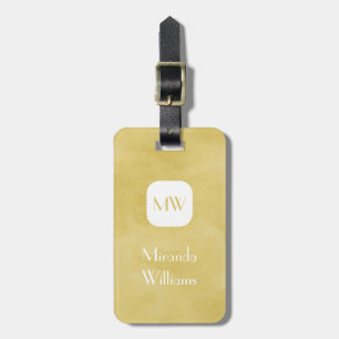 Eenvoudig en Chic Goldenrod Yellow Monogram en naa Bagagelabel