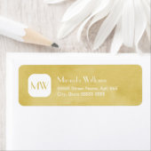 Eenvoudig en Chic Goldenrod Yellow Monogram en naa Etiket (Insitu)