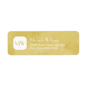 Eenvoudig en Chic Goldenrod Yellow Monogram en naa Etiket