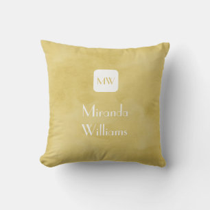 Eenvoudig en Chic Goldenrod Yellow Monogram en naa Kussen