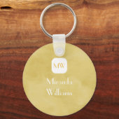 Eenvoudig en Chic Goldenrod Yellow Monogram en naa Sleutelhanger (Voorkant)
