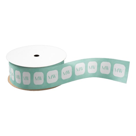 Eenvoudig en Chic Mint Green Girly Monogram Grosgrain Lint (Spoel)