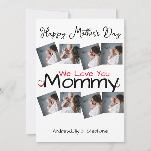 Eenvoudig en chic | Moederdag Cadeau Foto Collage Feestdagenkaart (Voorkant)