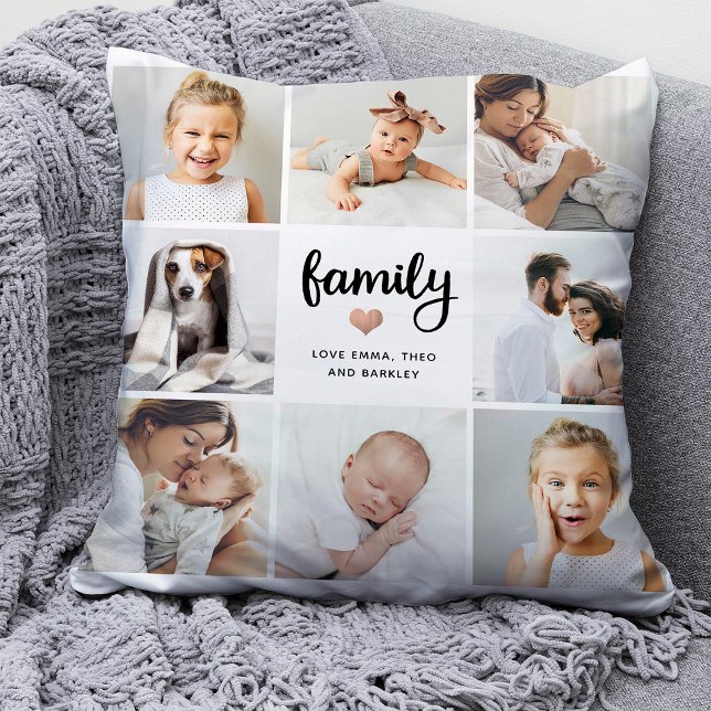 Eenvoudig en chique | Familie Hart Fotocollage Kussen (A sweet and simply photo pillow for your family)