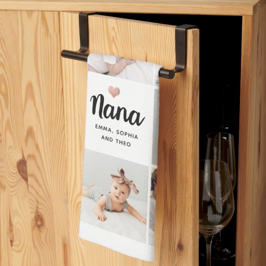 Eenvoudig en chique | Hart Fotocollage voor Nana Theedoek (Derde Gevouwen)