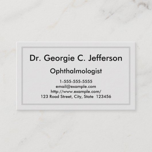 Eenvoudig en eenvoudig oogheelkundig Visitekaartje (Voorkant)