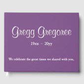 Eenvoudig en eenvoudig Paars begrafenisboek Gastenboek (Voorkant)