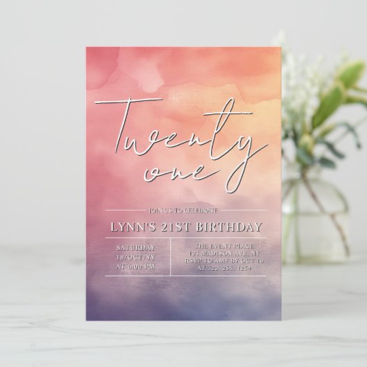 Eenvoudig en elegant 21e verjaardagsfeestje kaart (Staand voorkant)