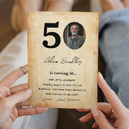 Eenvoudig en elegant 50ste verjaardagsfeest kaart