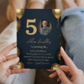 Eenvoudig en elegant 50ste verjaardagsfeest kaart