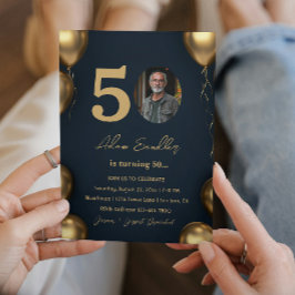 Eenvoudig en elegant 50ste verjaardagsfeest kaart