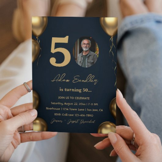 Eenvoudig en elegant 50ste verjaardagsfeest kaart