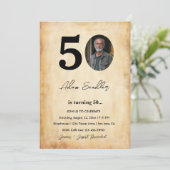 Eenvoudig en elegant 50ste verjaardagsfeest kaart (Staand voorkant)