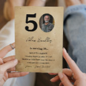 Eenvoudig en elegant 50ste verjaardagsfeest rustie kaart