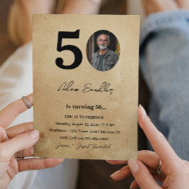 Eenvoudig en elegant 50ste verjaardagsfeest rustie kaart