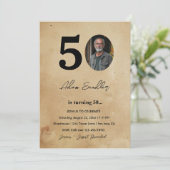 Eenvoudig en elegant 50ste verjaardagsfeest rustie kaart (Staand voorkant)