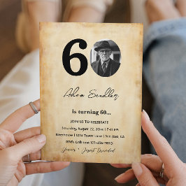 Eenvoudig en elegant 60e verjaardagsfeest kaart