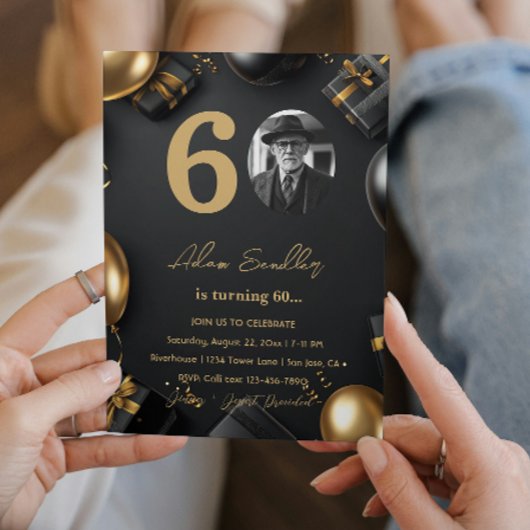 Eenvoudig en elegant 60ste verjaardagsfeest 1 kaart