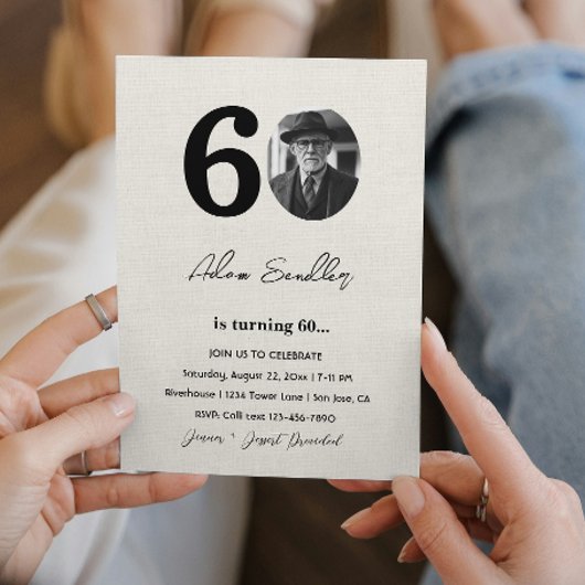 Eenvoudig en elegant 60ste verjaardagsfeest Canva Kaart