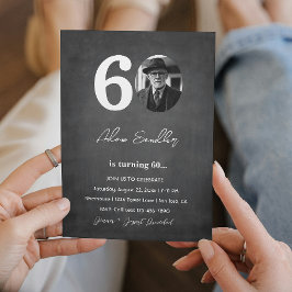 Eenvoudig en elegant 60ste verjaardagsfeest grijs kaart