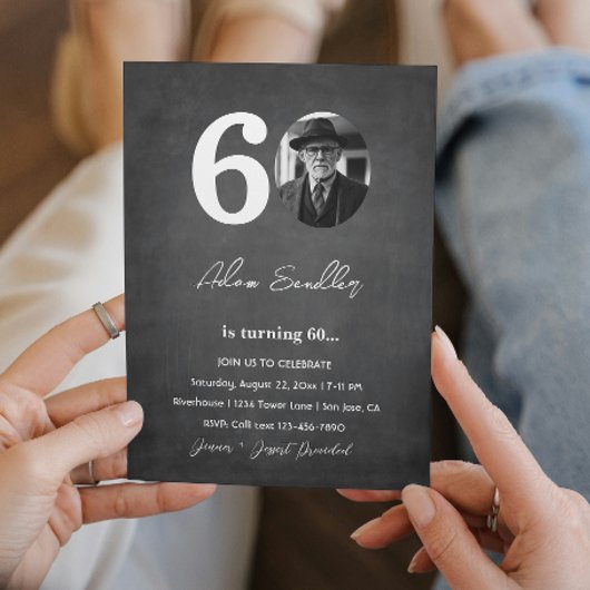Eenvoudig en elegant 60ste verjaardagsfeest grijs kaart