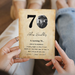 Eenvoudig en elegant 70e verjaardagsfeest kaart