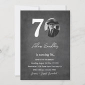 Eenvoudig en elegant 70ste verjaardagsfeest grijs kaart (Voorkant)