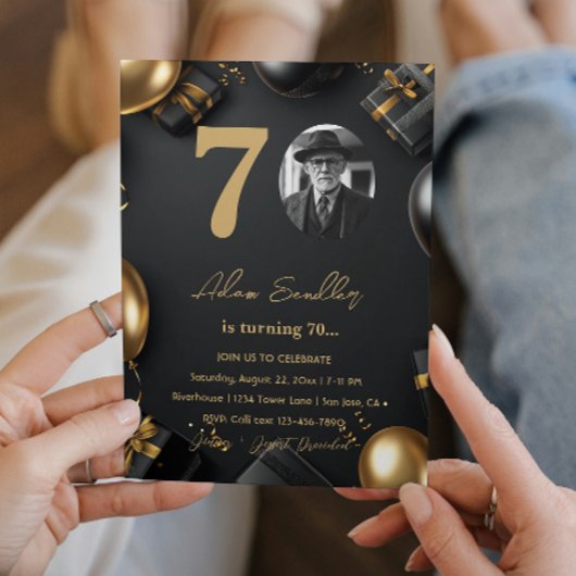 Eenvoudig en elegant 70ste verjaardagsfeestje kaart