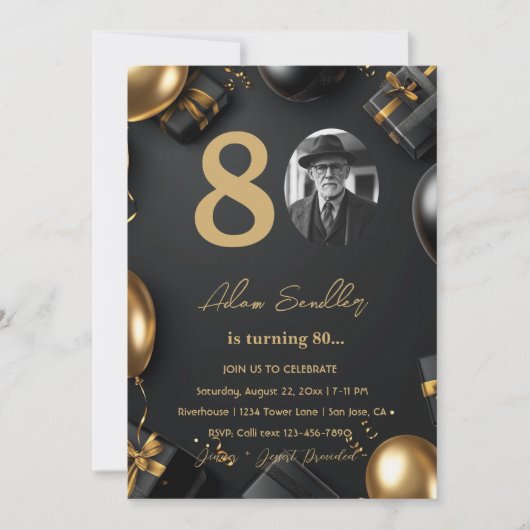 Eenvoudig en elegant 80ste verjaardagsfeest 1 kaart (Voorkant)