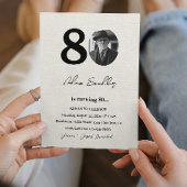 Eenvoudig en elegant 80ste verjaardagsfeest Canva Kaart