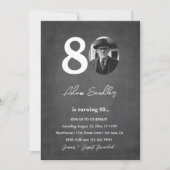 Eenvoudig en elegant 80ste verjaardagsfeest grijs kaart (Voorkant)