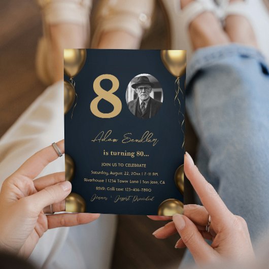 Eenvoudig en elegant 80ste verjaardagsfeest kaart