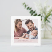 Eenvoudig en elegant babymeisje 3 Fotogeboorte Aankondiging (Staand voorkant)