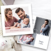 Eenvoudig en elegant babymeisje 3 Fotogeboorte Aankondiging