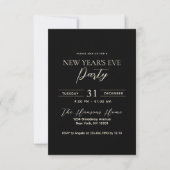 Eenvoudig en elegant Black New Year's Eve Party Kaart (Voorkant)