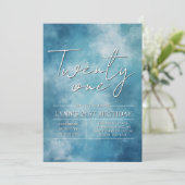 Eenvoudig en elegant Blauw 21e verjaardagsfeest Kaart (Staand voorkant)