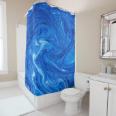 Eenvoudig en elegant blauw Abstract kunstwerk | Douchegordijn (In situ)